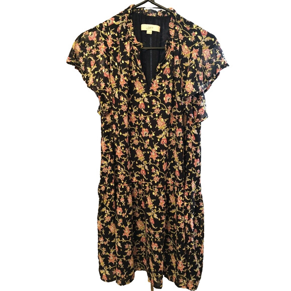 Loft Multicolor Floral Lined Keyhole Tie Neck Cap Sleeve Shift Dress Reg Size XS - Picture 1 of 6